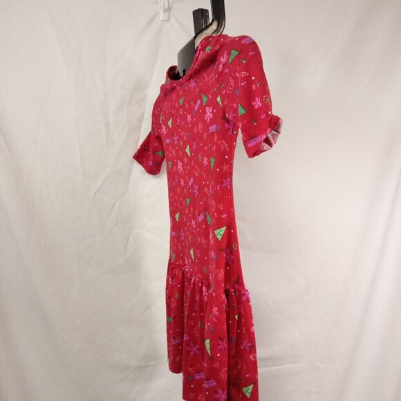 Disney Girl's Red Holiday Print Skater Style Dress Size Medium 7/8 - Picture 2 of 8